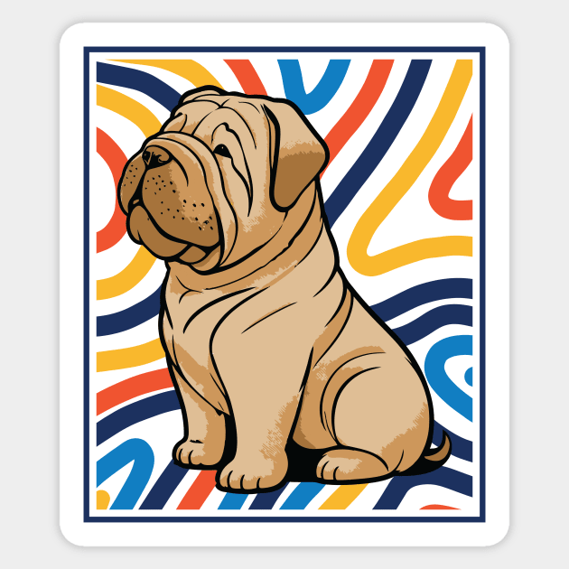 Colorful and Cute Shar Pei Puppy Sticker by SLAG_Creative